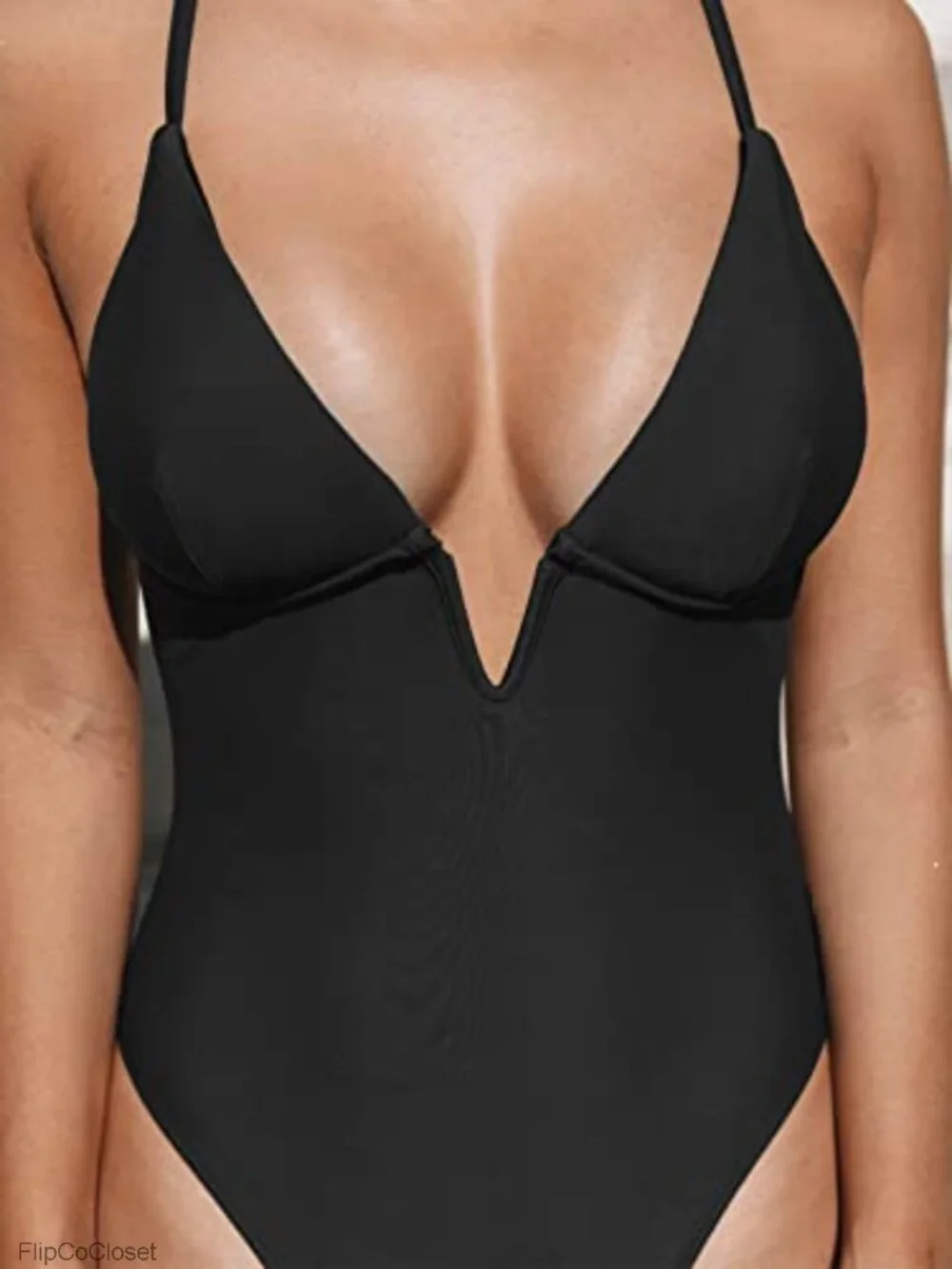 Women's One Piece Swimwear Deep V Neck V Wire Crossback Swimsuit with